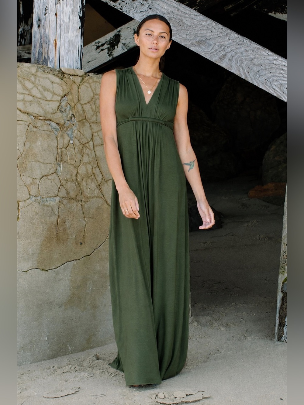 Rachel Pally Long Sleeveless Caftan Maxi Dress Green Small Maternity Lounge Wear